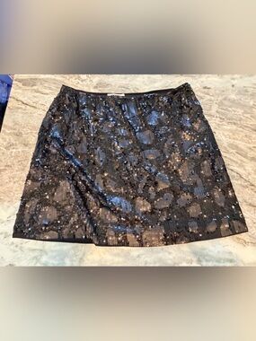 DKNYC Black Sequin Mini Skirt Large Party Holiday Cocktail Night Out